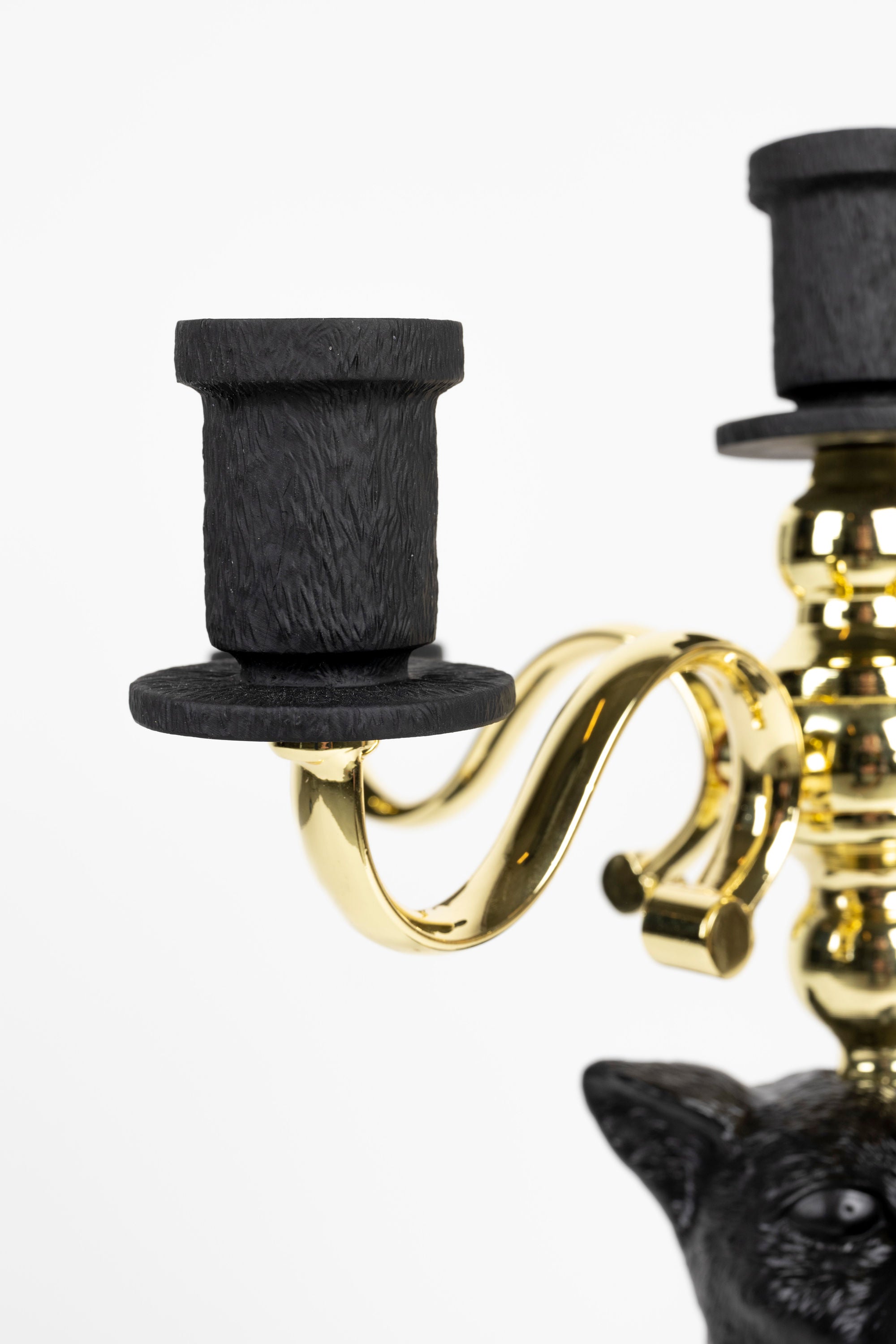 Bold Monkey Proudly Crowned Panther Black Candle Holder